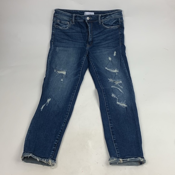 Vervet Flying Monkey distressed Dark wash Skinny Jeans Size 31 Raw hem Stretch - Picture 1 of 14
